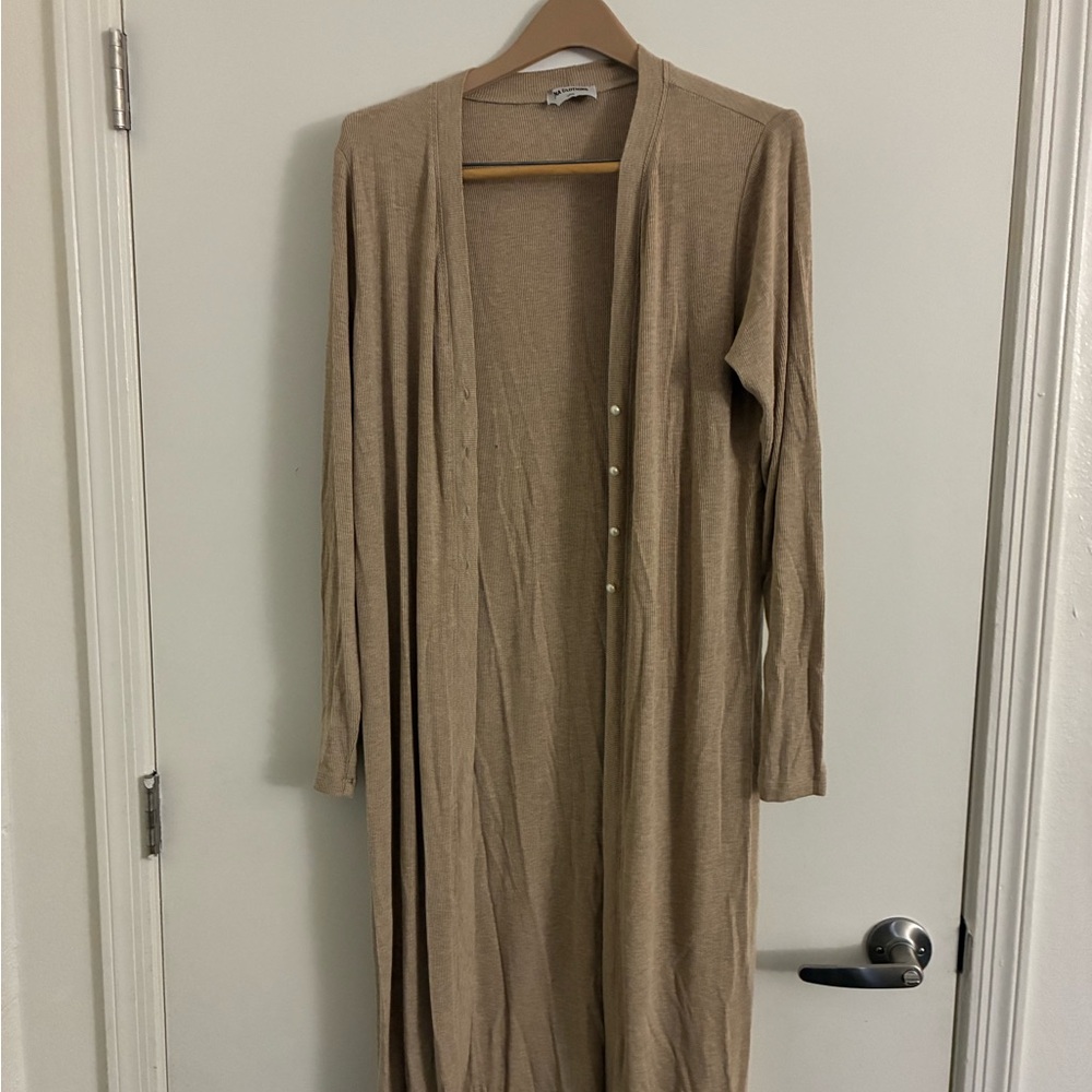 LNA Tan Long Cardigan